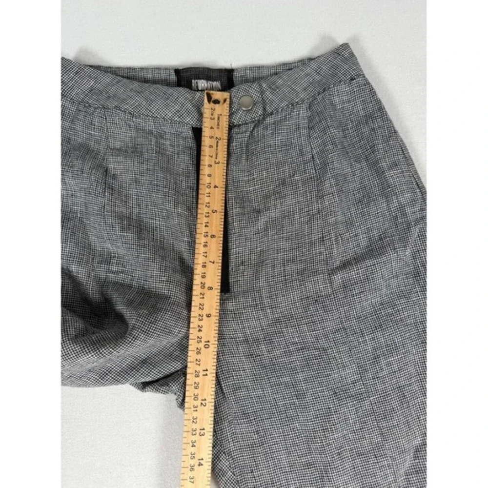 Reformation Houndstooth Wide Leg Pants‎ Womens 2 Black White Linen High Rise Zip